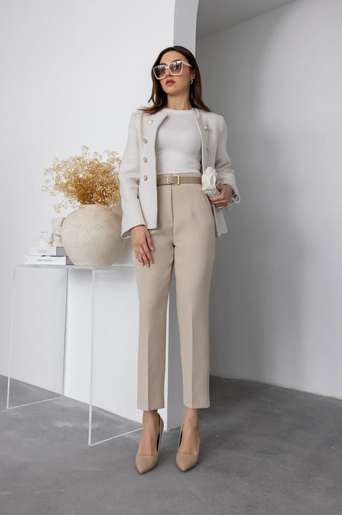 بنطلون كلاسيكي - كريمي