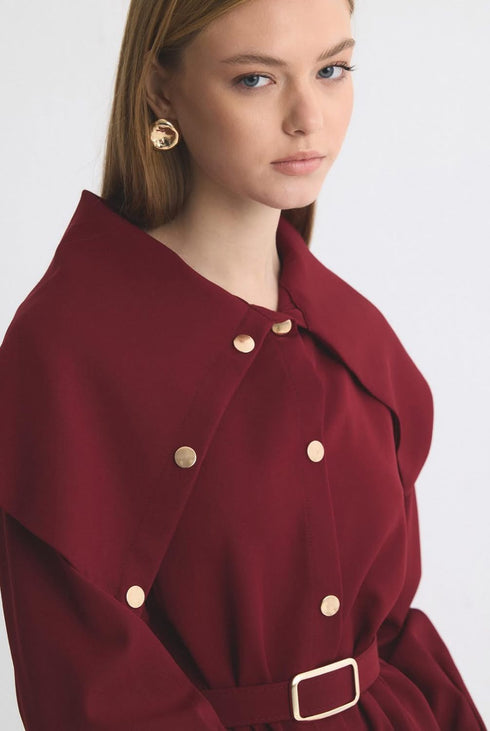 طقم قطعتين مع حزام - بوردو