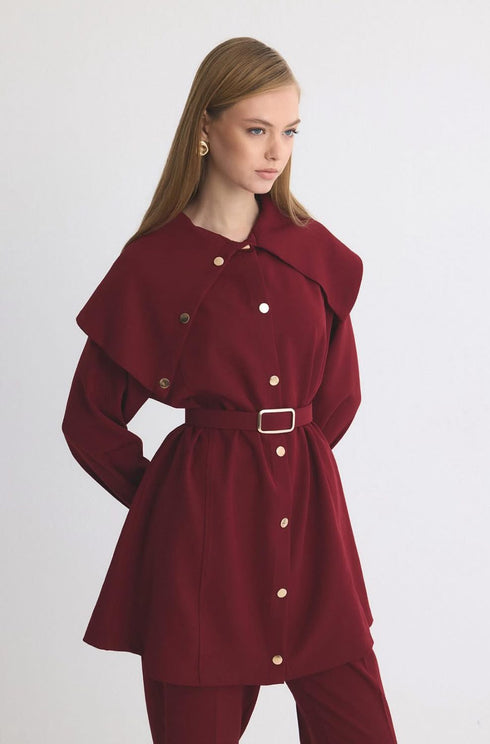 طقم قطعتين مع حزام - بوردو