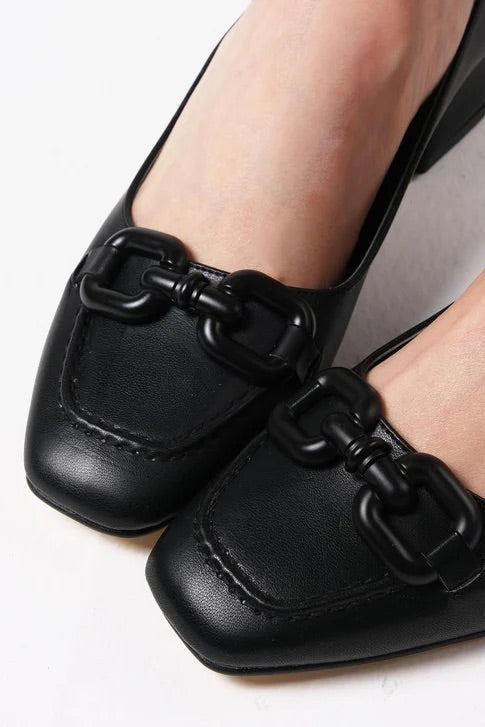 حذاء كعب قصير - أسود