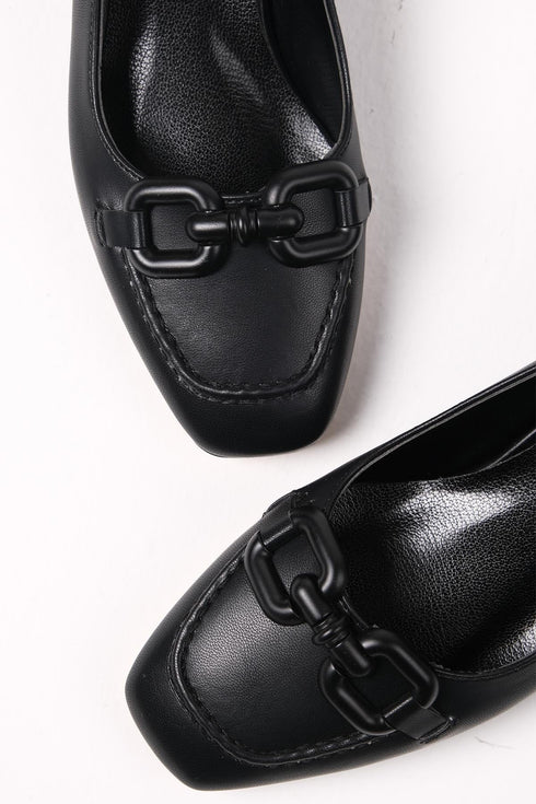 حذاء كعب قصير - أسود