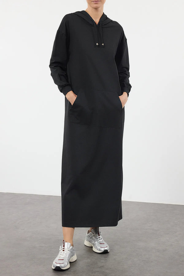 فستان فوتر قطني- أسود