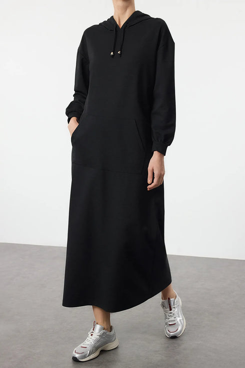 فستان فوتر قطني- أسود