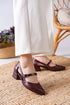 Claret Red Crocodile Detailed Low Heels
