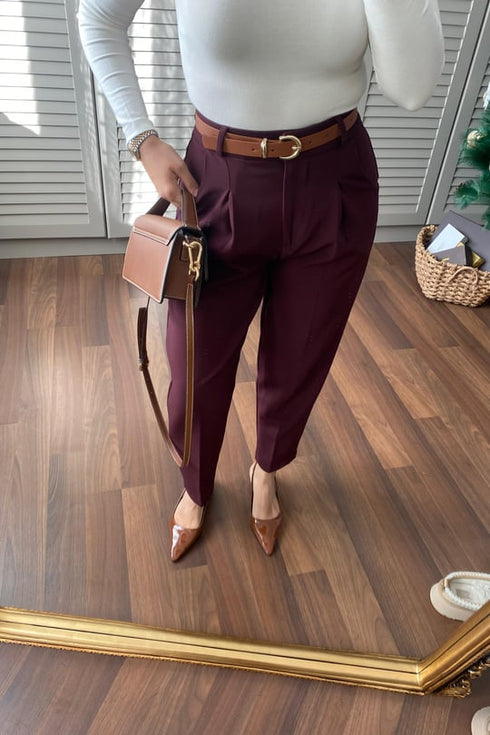 بنطلون كلاسيكي- برغندي
