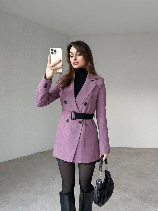 بليزر لافندر بحزام للخصر