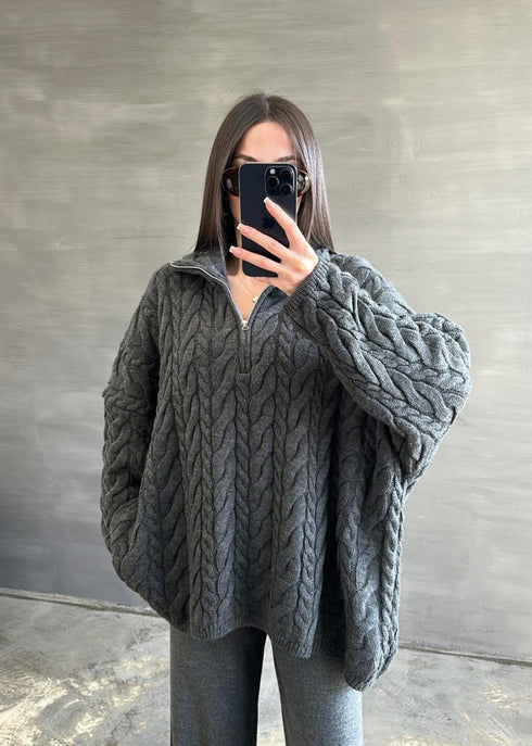 كنزة صوف ناعم - رمادي