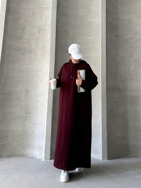 فستان فوتر قطني- بوردو