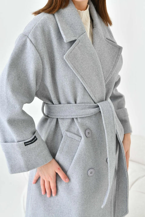 معطف نسائي طويل لون رمادي