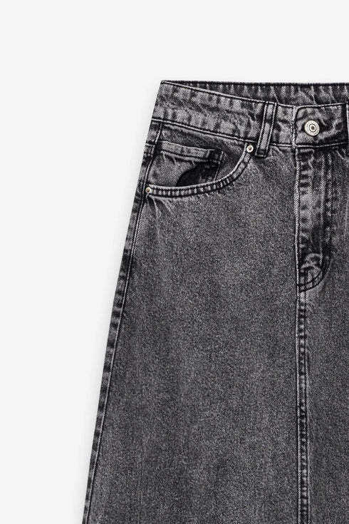 تنورة جينز طويلة - لون أسود