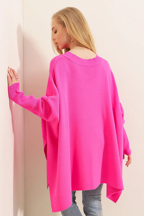 كنزة - تريكو واسعة باللون الفوشي