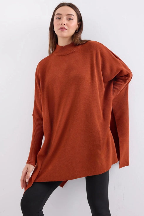 كنزة - تريكو واسعة باللون القرميدي