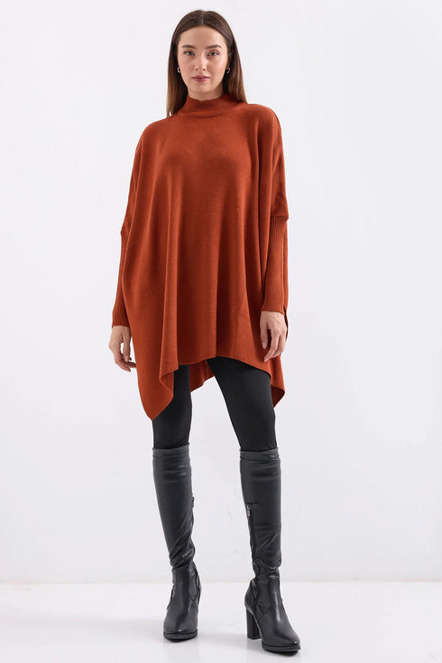 كنزة - تريكو واسعة باللون القرميدي