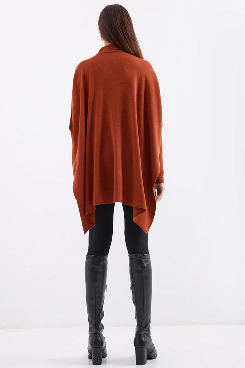 كنزة - تريكو واسعة باللون القرميدي