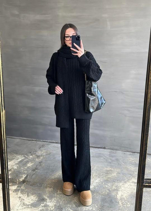 طقم صوف 3 قطع - أسود