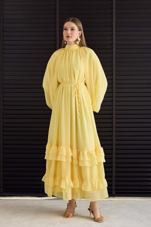 فستان شيفون - أصفر ليموني