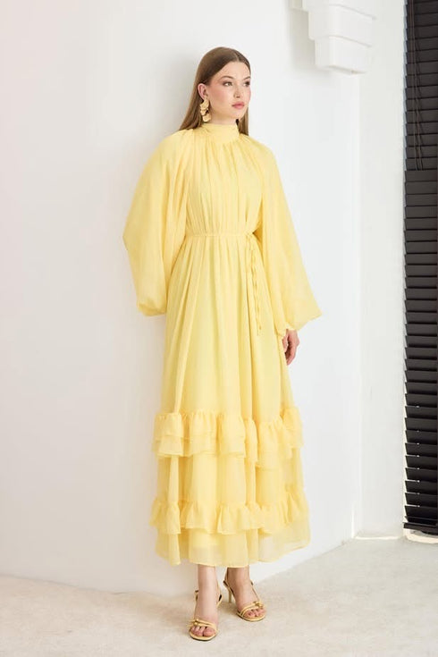 فستان شيفون - أصفر ليموني