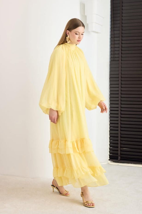 فستان شيفون - أصفر ليموني
