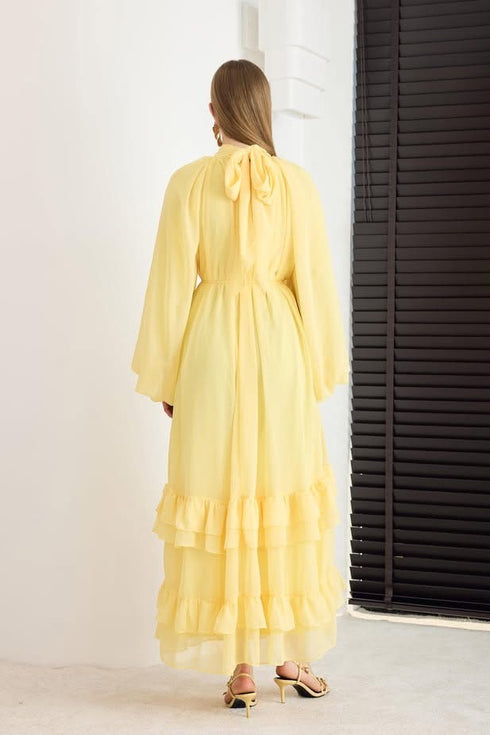 فستان شيفون - أصفر ليموني