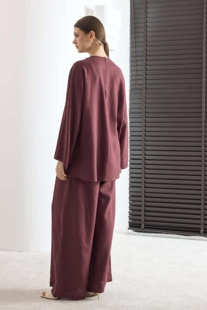 طقم من الكتان - بوردو