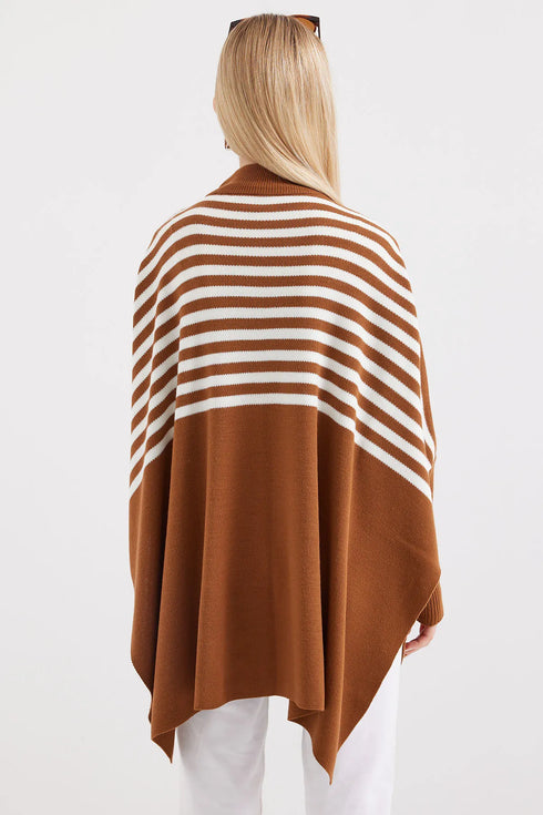 كنزة - تريكو مخططة لون عسلي