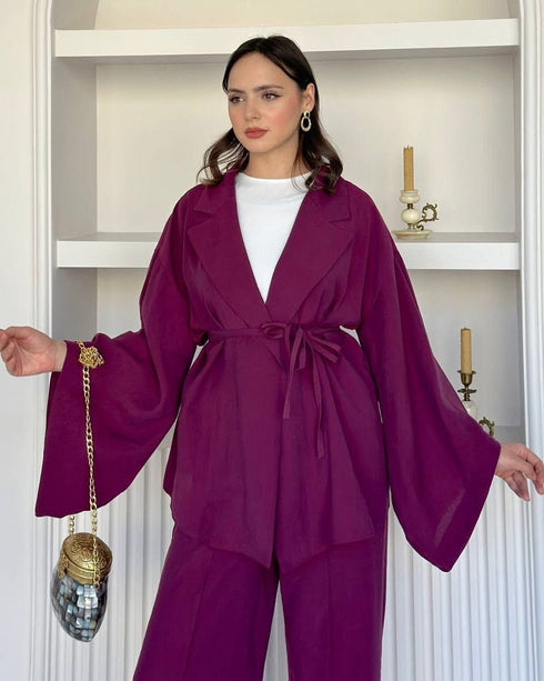 طقم قطعتين باللون التوتي الغامق