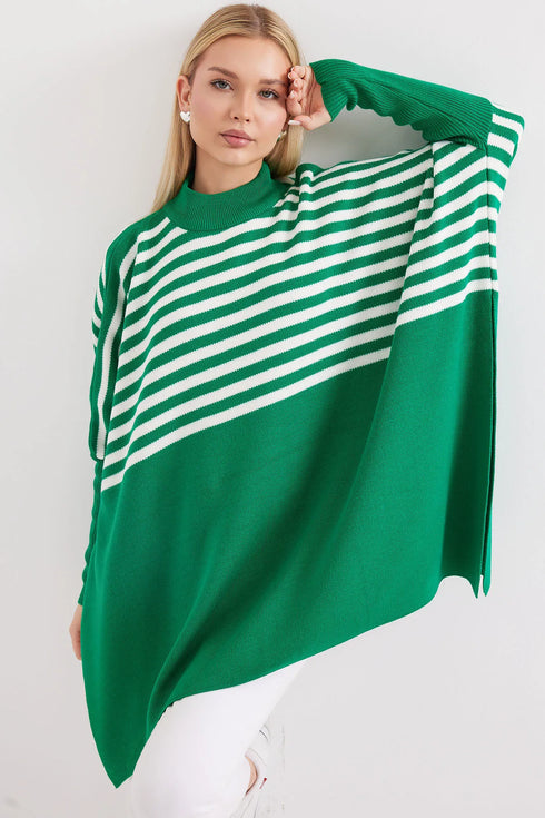 كنزة - تريكو مخططة لون أخضر