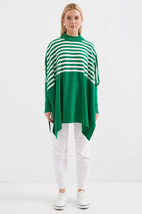 كنزة - تريكو مخططة لون أخضر