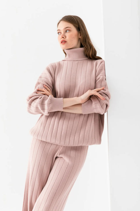 طقم تريكو - وردي