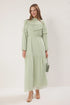 فستان منسوج مبطن بالشيفون بلون أخضر نعناعي