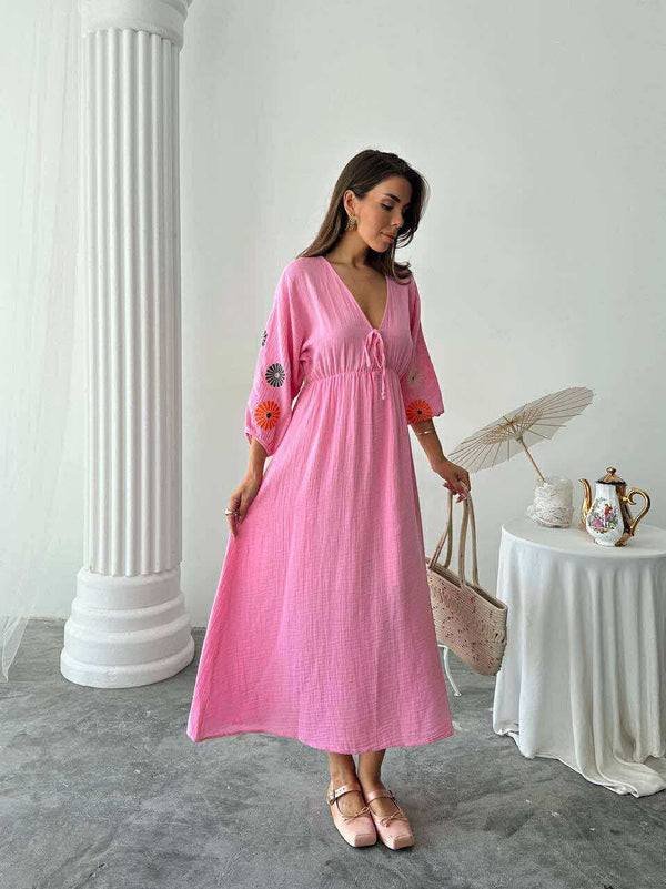 فستان صيفي ناعم - وردي