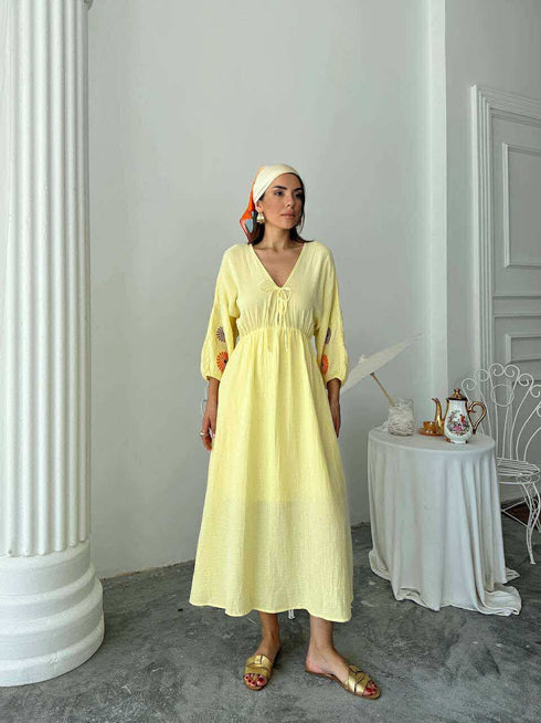 فستان صيفي ناعم - أصفر