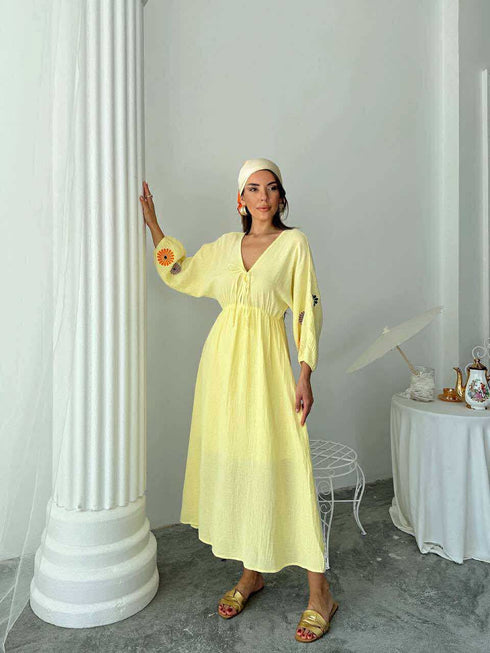 فستان صيفي ناعم - أصفر