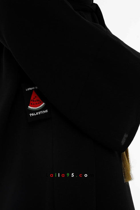 Palestinian Embroidered Open Abaya Cardigan