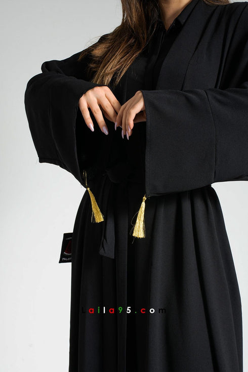 Palestinian Embroidered Open Abaya Cardigan