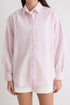 قميص مخطط اوفر سايز وردي فاتح