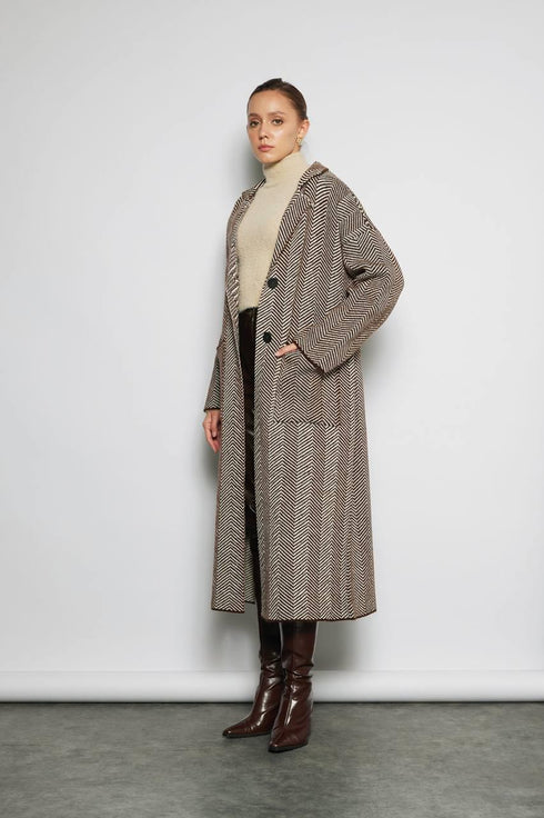 كارديغان طويل - لون بني