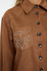قميص مزين بأحجار باللون البني