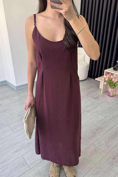 طقم فستان مع قميص - بوردو