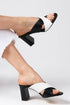 Black and White Heeled Slippers