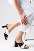 Black and White Heeled Slippers