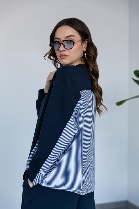 Poplin Detailed Set - DARK BLUE