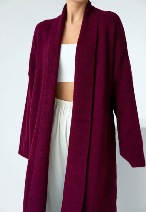 كارديغان تريكو باللون الأحمر الغامق *