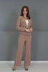 طقم جاكيت قصير وبنطلون واسع - بني فاتح