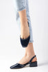 Navy Blue Patent Leather Heeled Shoes