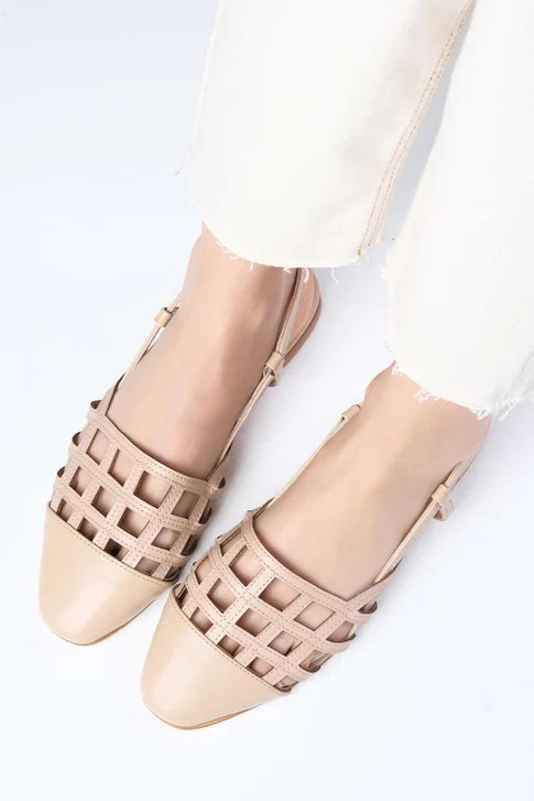 Nude Colored Caged Ballerinas