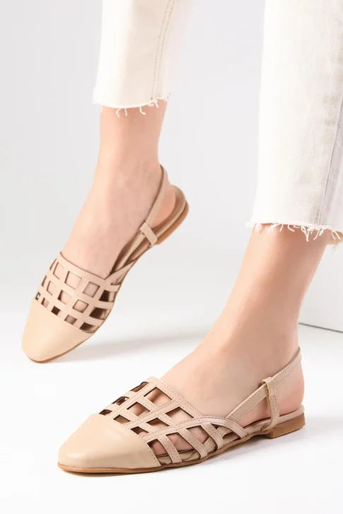 Nude Colored Caged Ballerinas