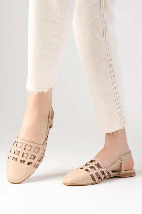 Nude Colored Caged Ballerinas