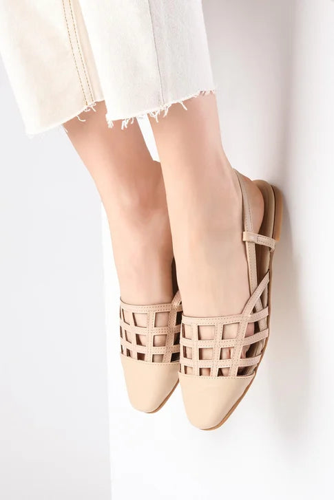 Nude Colored Caged Ballerinas