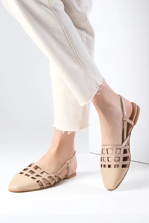 Nude Colored Caged Ballerinas
